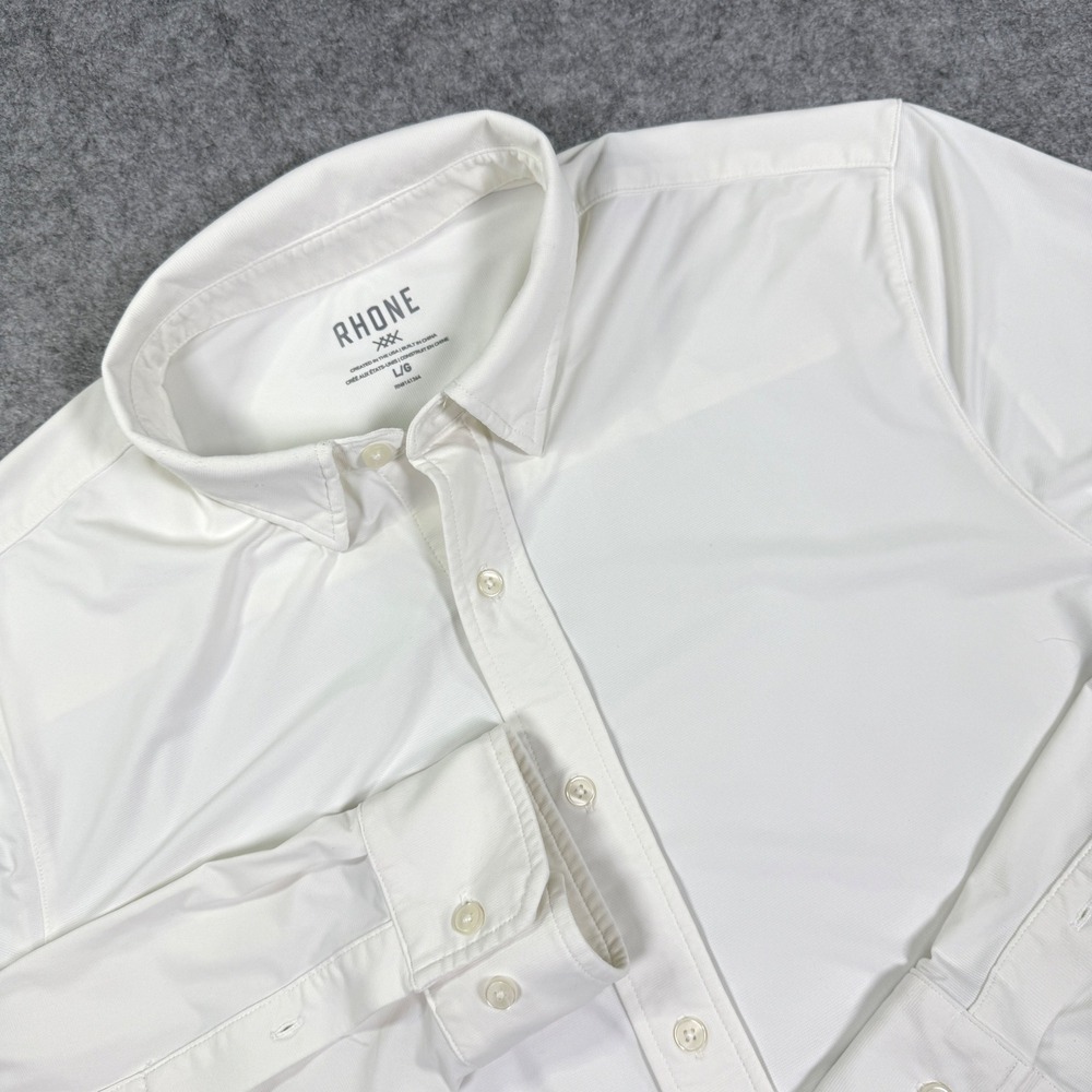 Rhone Commuter Shirt Mens Large White Long Sleeve Performance Button Down 100417